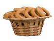 Tasty bagels in the basket isolated on white