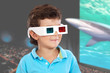 Child whit three dimensional glasses
