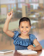 Latin little girl asking to speak