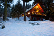 Cabin In Woods At Dusk