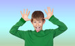 Funny child mocking