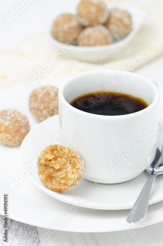 Photo: Homemade candy made of almonds, ginger and dates Homemade candy made of almonds, ginger and dates