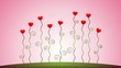 Herzblumen wachsen vor rosafarbenem Himmel – Animationsfilm