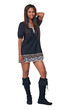Full length studio portrait of an attractive african american wo