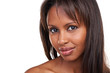 Close up studio portrait of an attractive african american woman