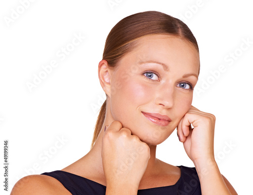 Photo: Studio portrait of an attractive young woman wearing a dress and Studio portrait of an attractive young woman wearing a dress and