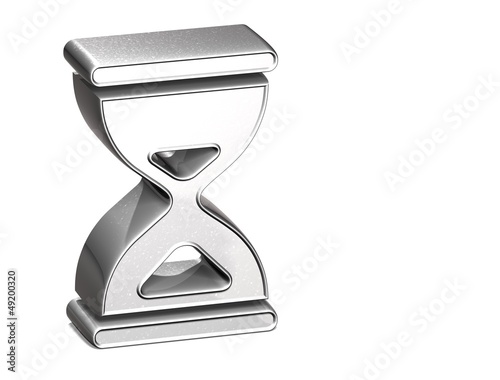 Illustration: 3D Hourglass Silver Sign over white background 3D Hourglass Silver Sign over white background