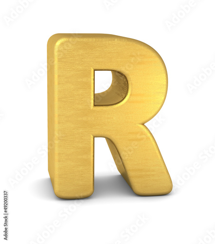 Illustration: buchstabe letter R gold vertikal buchstabe letter R gold vertikal