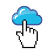 Blue cloud with cursor hand vector