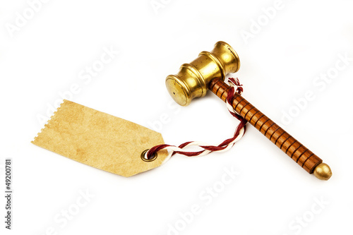 Photo: auctioneer hammer blank label auctioneer hammer blank label