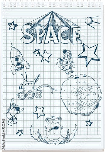 Vector: sketch illustration of space themed sketch illustration of space themed