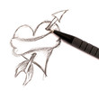 Illustration: crayon dessinant un coeur crayon dessinant un coeur