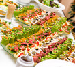 Trays with various delicious appetizer