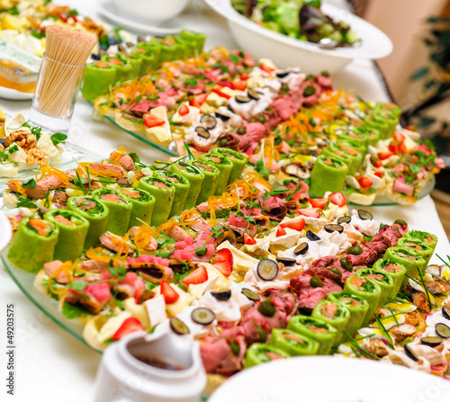 Photo: Trays with various delicious appetizer Trays with various delicious appetizer