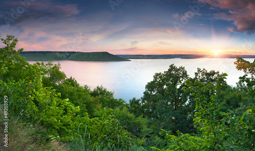 Photo: Majestic summer sunset in the river. HDR image Majestic summer sunset in the river. HDR image