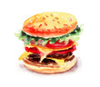 Watercolor illustration of Hamburger
