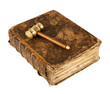antique law book and gavel