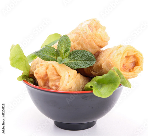Photo: isolated bowl of spring roll isolated bowl of spring roll