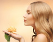 lovely woman with rose flower