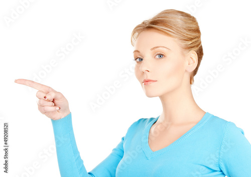 Photo: businesswoman pointing her finger businesswoman pointing her finger