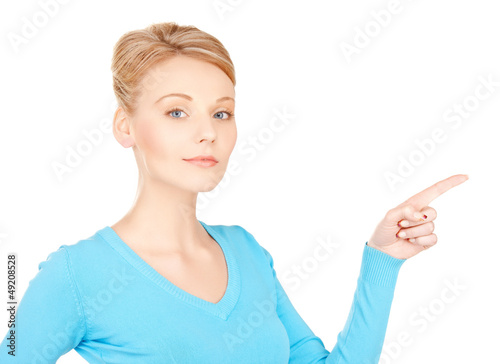 Photo: businesswoman pointing her finger businesswoman pointing her finger