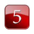 Illustration: Number five red glossy, isolated on white background Number five red glossy, isolated on white background