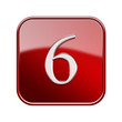 Illustration: Number six red glossy, isolated on white background Number six red glossy, isolated on white background