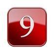 Illustration: Number nine red glossy, isolated on white background Number nine red glossy, isolated on white background