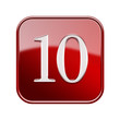 Illustration: Number ten icon red glossy, isolated on white background Number ten icon red glossy, isolated on white background
