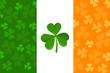 Irish flag with shamrock pattern. Vector illustration.