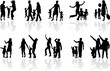 Silhouette of parents and children