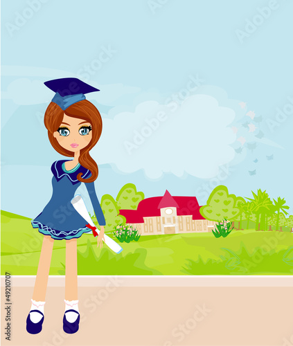 Illustration: Illustration of a Kid Holding Her Diploma Illustration of a Kid Holding Her Diploma