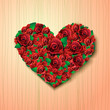 heart from roses on abstract background