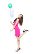 Young happy girl with colorfull balloons