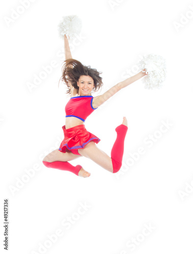 Photo: Happy female cheerleader dancer from cheerleading Happy female cheerleader dancer from cheerleading