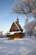 Wooden church in Suzdal Kremlin in the evening sun. Russia.