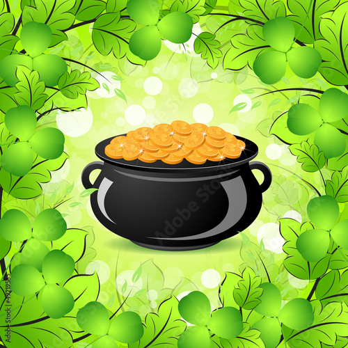 Vector: St. Patricks Day Cauldron with Gold Coins St. Patricks Day Cauldron with Gold Coins