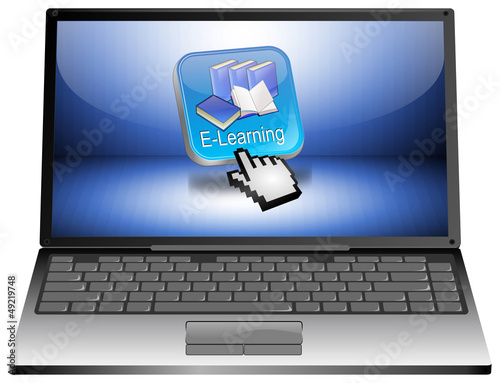 Illustration: Laptop mit E-Learning Laptop mit E-Learning