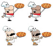 Happy Caucasian Chef Presenting His Pizza Pie Collection