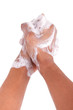 African American woman washing hands