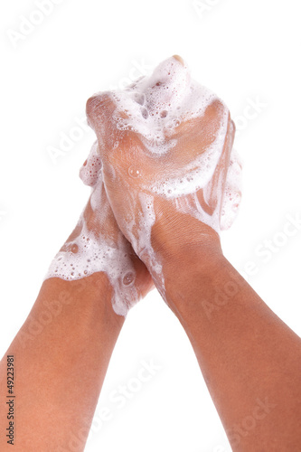 Photo: African American woman washing hands African American woman washing hands