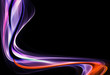 Elegant violet and red waves on black background