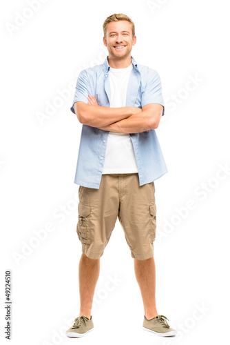 Photo: Attractive young man with arms folded on white background Attractive young man with arms folded on white background