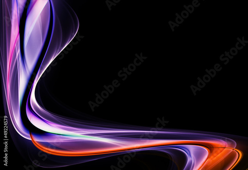 Illustration: Elegant violet and red waves on black background Elegant violet and red waves on black background