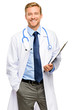 Photo: Portrait of confident young doctor on white background Portrait of confident young doctor on white background