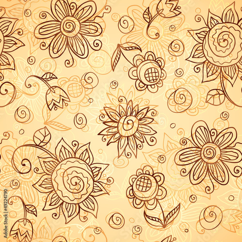 Vector: Ornate vector doodle flowers seamless pattern Ornate vector doodle flowers seamless pattern