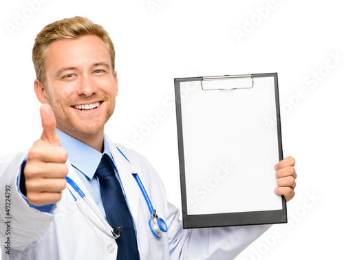 Photo: Portrait of confident young doctor on white background Portrait of confident young doctor on white background