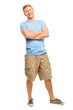 Attractive young man with arms folded on white background