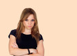 Photo: Attractive angry woman with black shirt Attractive angry woman with black shirt
