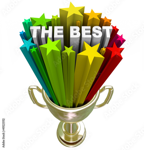 Illustration: The Best - Trophy and Fireworks for Winner of Prize The Best - Trophy and Fireworks for Winner of Prize